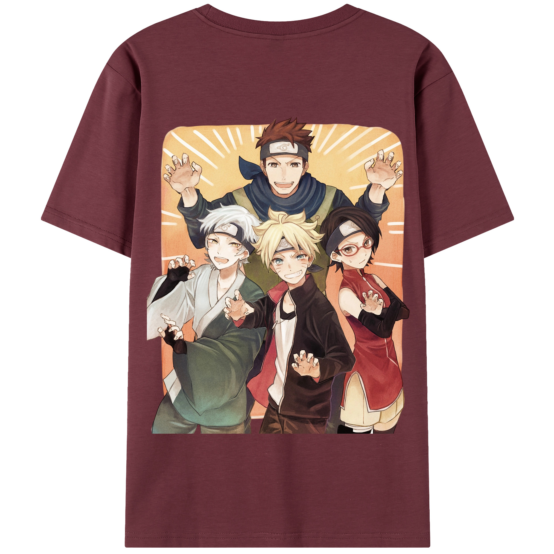 （画像用） NARUTO -ナルト- うちは サラダ Uchiha Sarada 綿100％半袖Tシャツ（背面プリント）